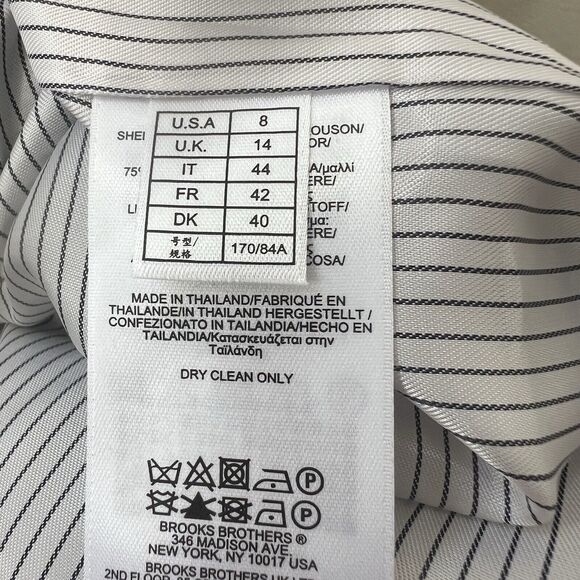 Brook Brothers Gingham Sleeveless Sheath Dress Sz 8 Wool Blend Fuzzy Navy Ivory - Picture 6 of 7